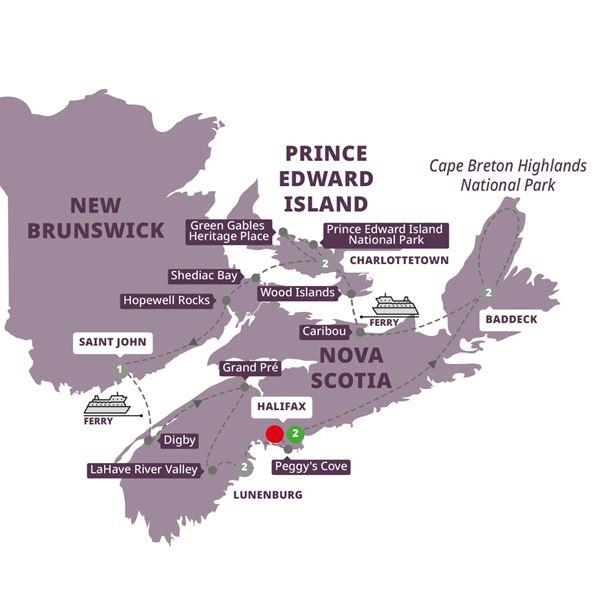 Enchanting Canadian Maritimes route map