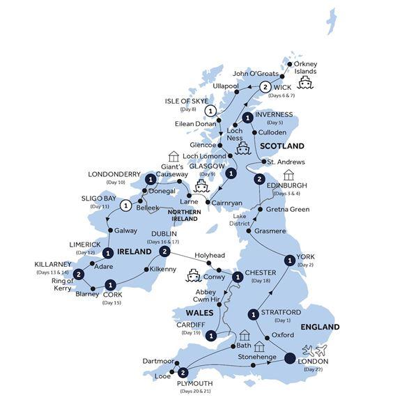 Britain & Ireland Discovery - Classic Group route map