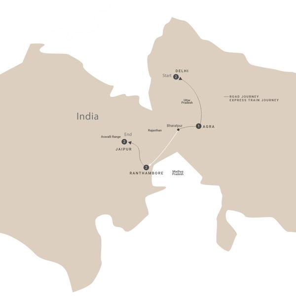 Essence of India - end Jaipur route map