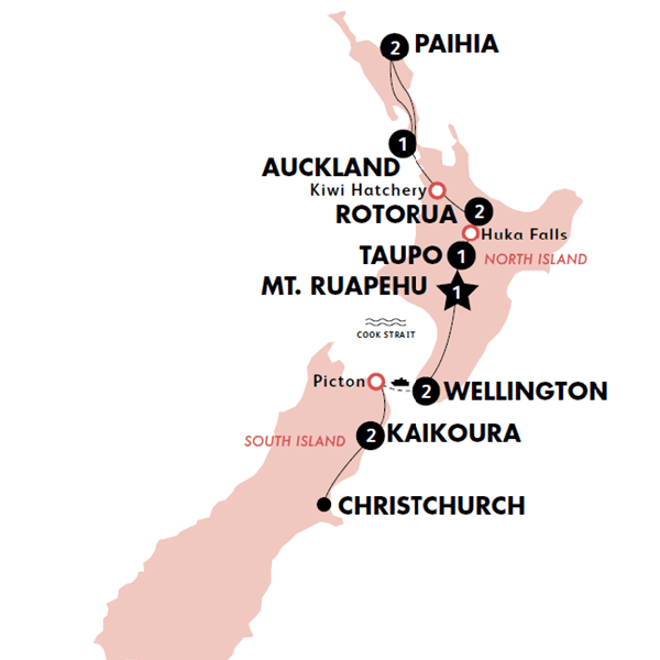 New Zealand: Northern Choice | Southbound | Oct 2023 - Sep 2024 route map