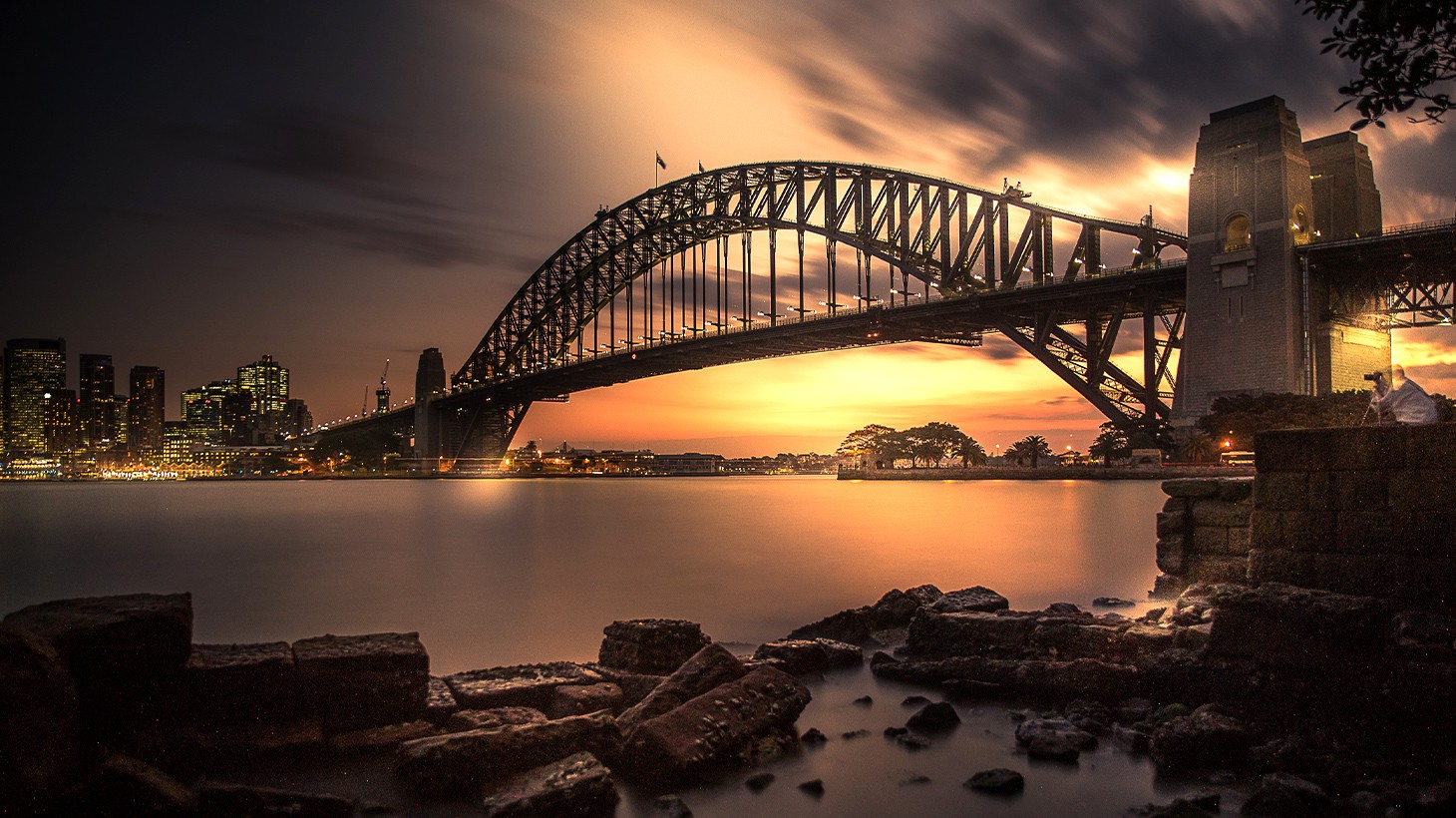 sydney harbour bridge at sunset