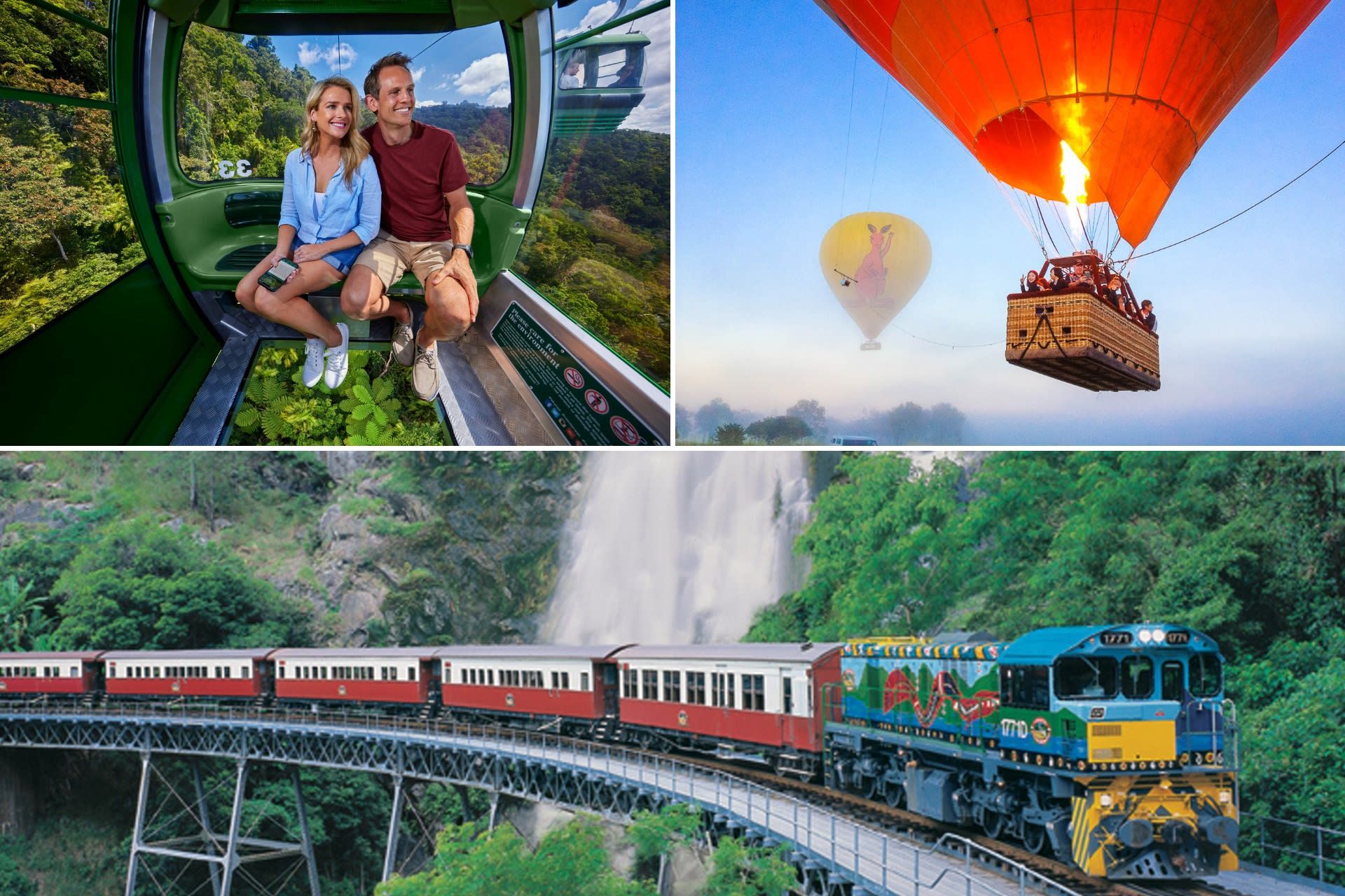 Hot Air Ballon Ride, Skyrail and Kuranda Rail Experience in Cairns