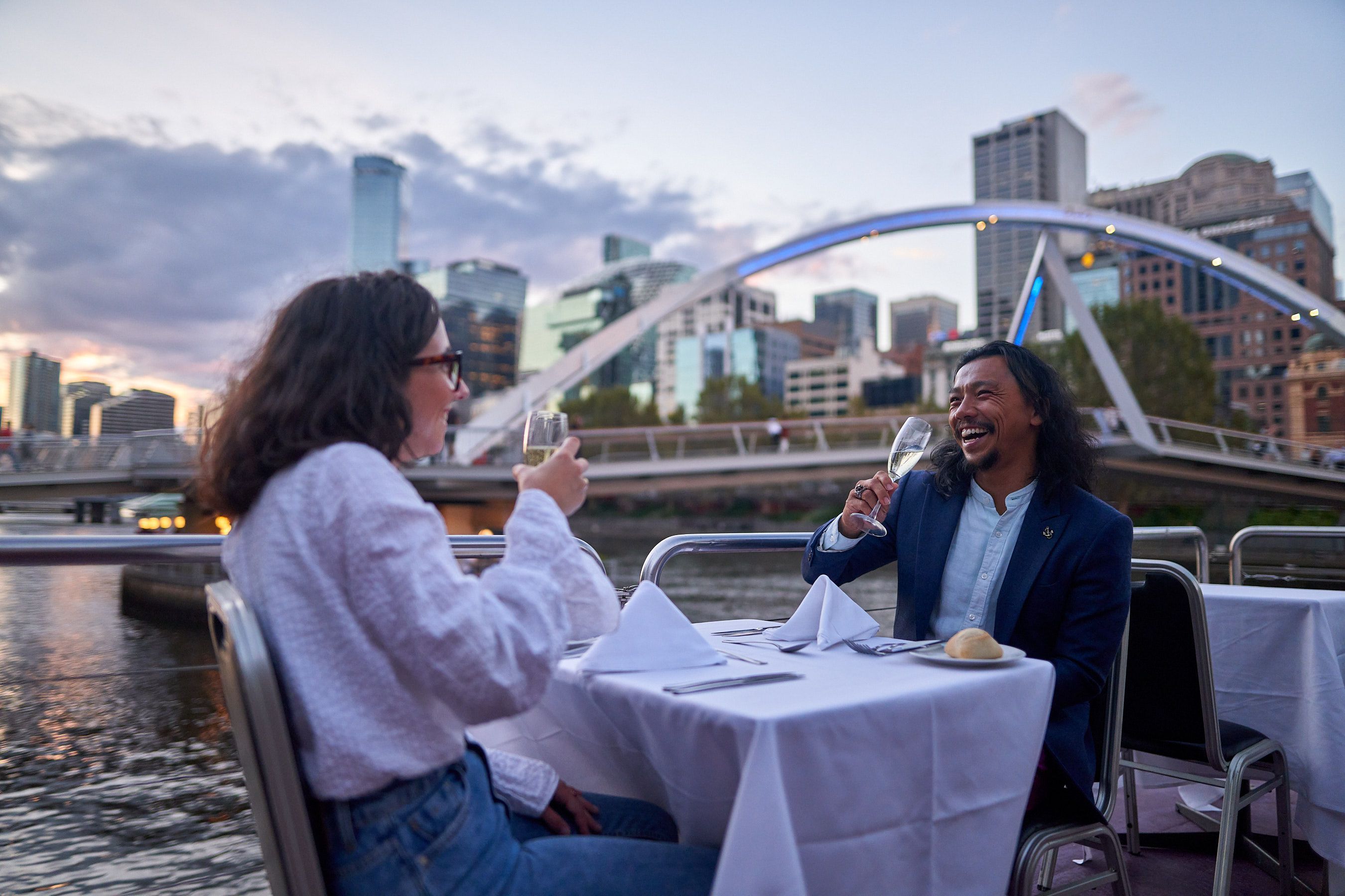 Three-Hour CBD Yarra River Dinner Cruise with Four-Course Meal & Free-Flow Drinks