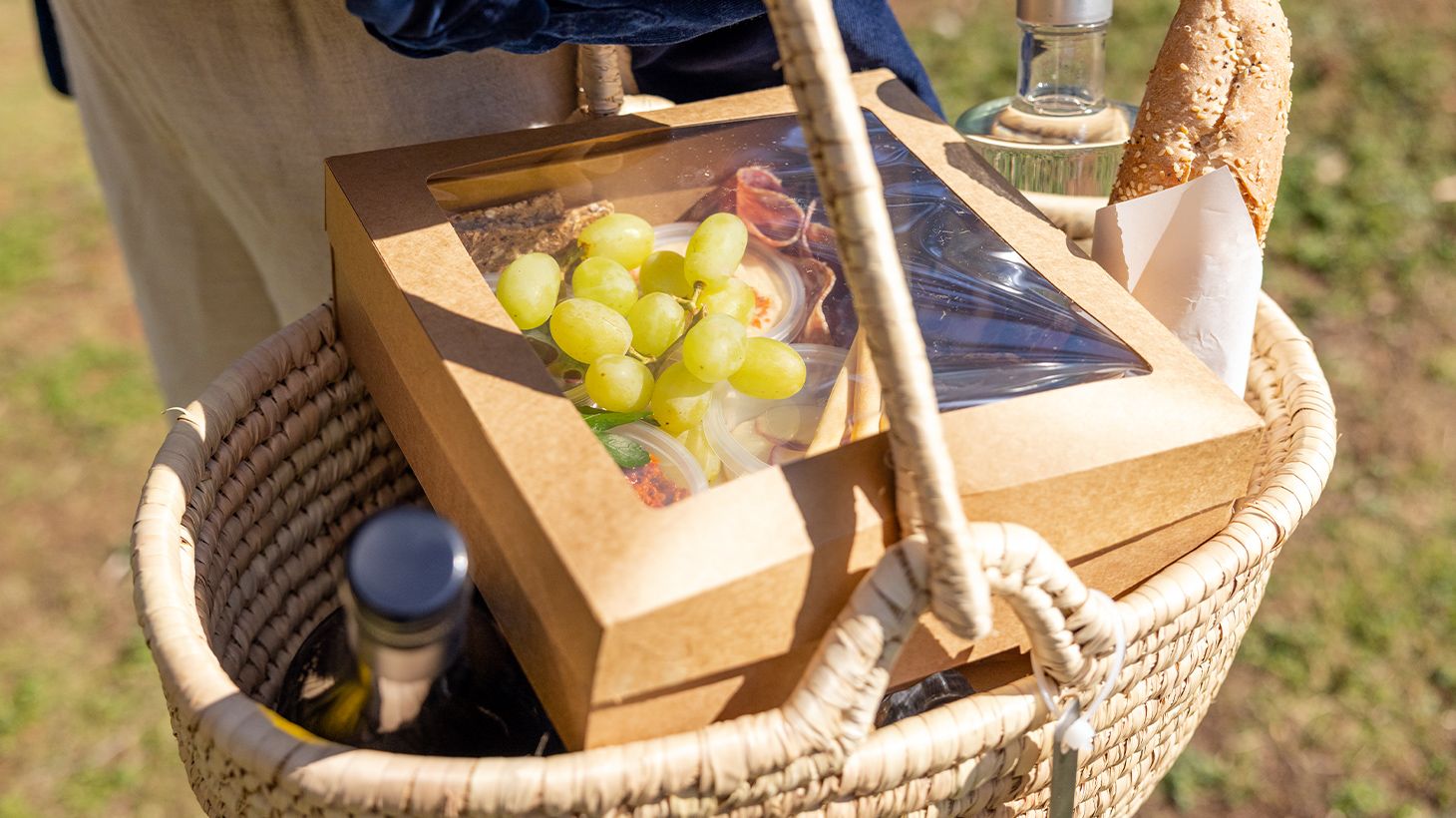 Farm Picnic Hamper for Two with Bottle of Wine at Green Olive at Red Hill 1