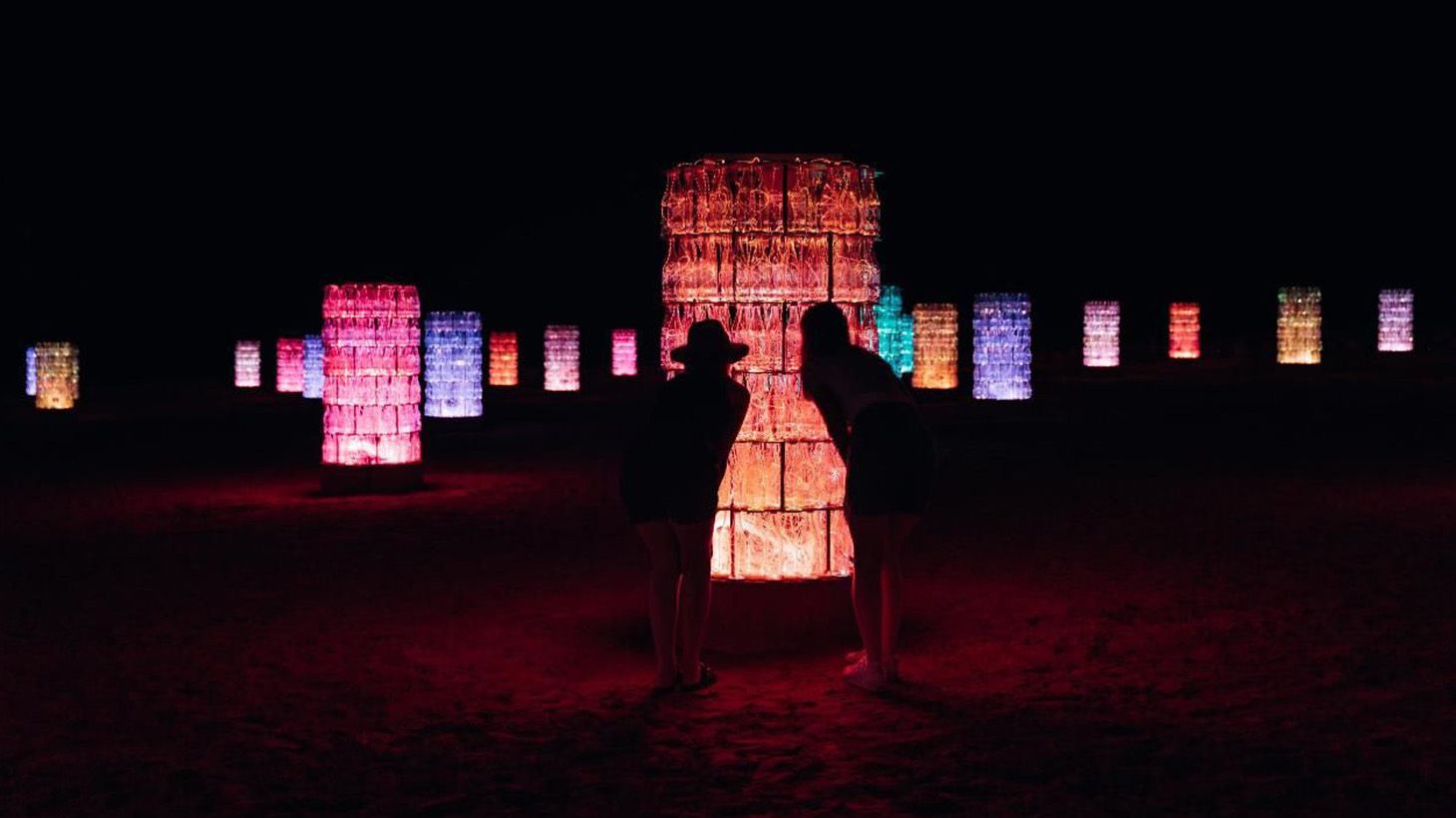 Night-Time Viewing of Light-Towers Immersive Sound & Light Installation at Kings Canyon